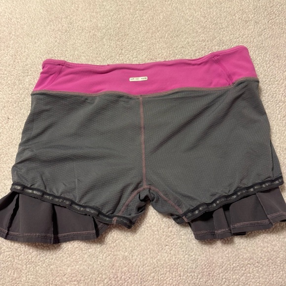 Lululemon Pace Rival Pleated Skirt Charcoal Gray Pink Golf Tennis Sports Skort - Picture 7 of 11